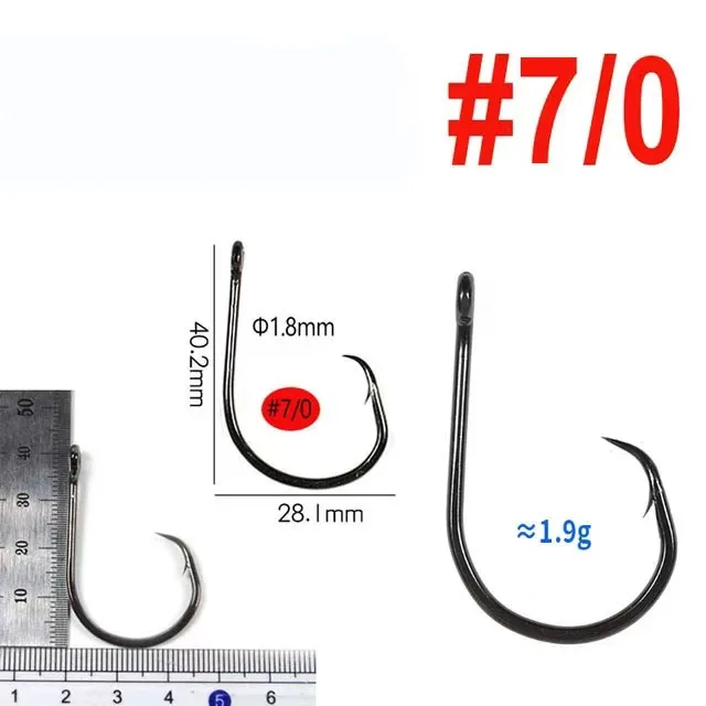 Barbed Ring Eye Carp Offset Fishing Hooks High Carbon Steel Single Jigging Assist Hooks Stream Tuna Catfish