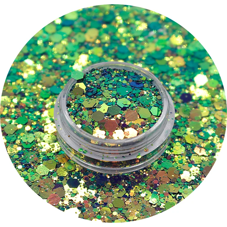 Оптовая продажа, смешанный голографический блестящий порошок Maxshing, полимерный орнамент, крафтовый стакан, блеск для ногтевого дизайна