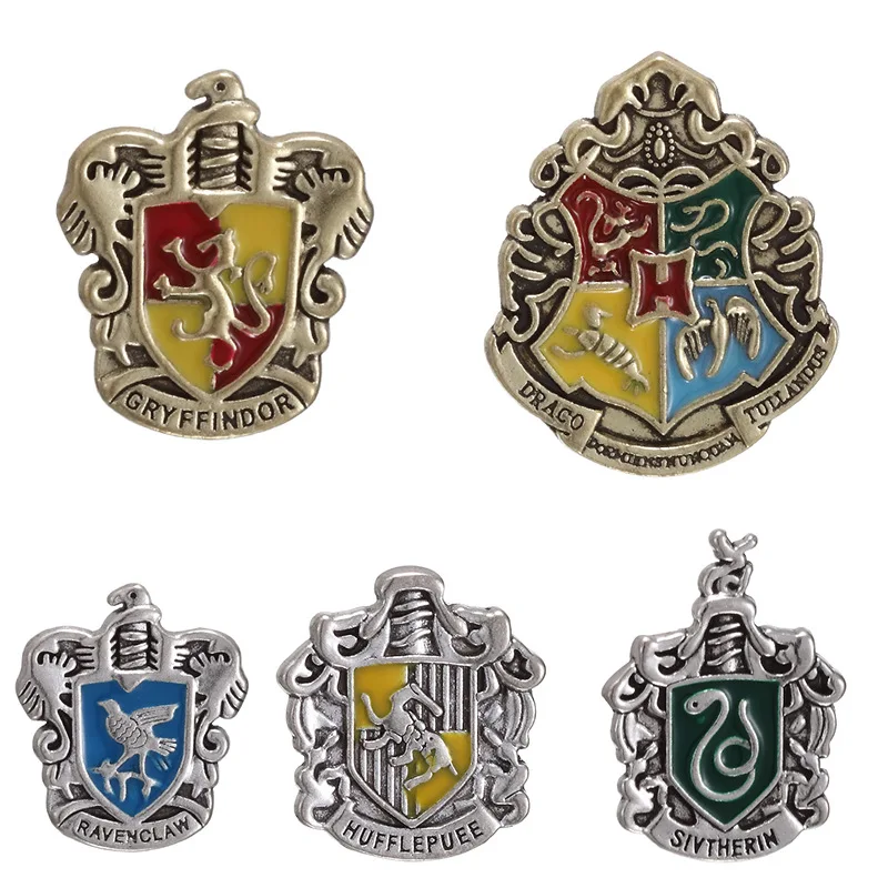 high grade boys and girls Four rings House badge Snake Red Lion Blue Eagle Badger metal pin custom cartoon anime pins brooches