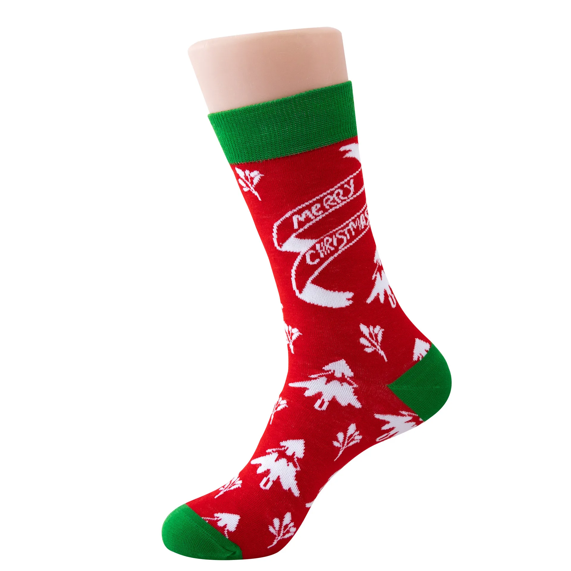 High Quality Creative Crew Christmas Socks Winter Stockings With Snow Tree for Women Wholesale Cotton Funny Socks