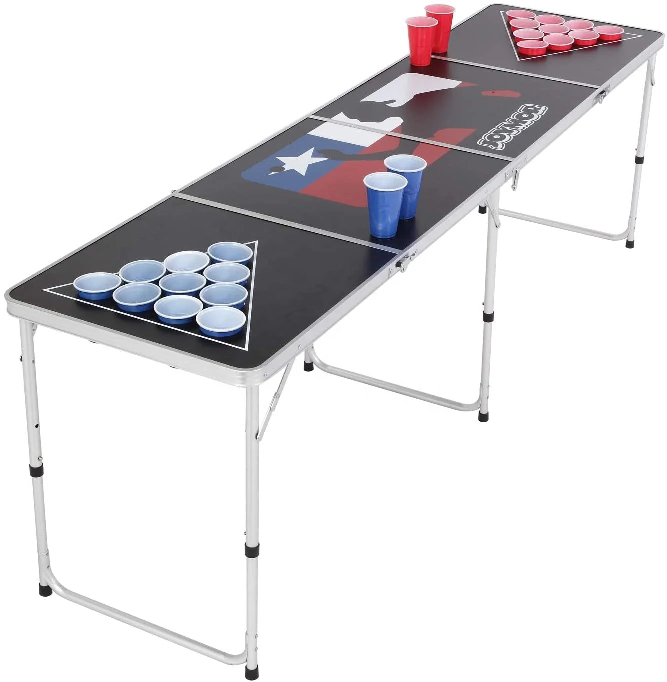 Foldable beerpong table 8 feet portable folding led beer pong table with cup holes