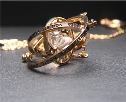 Gold plated time turner necklace hourglass vintage pendant Hermione Granger for women lady girl wholesale