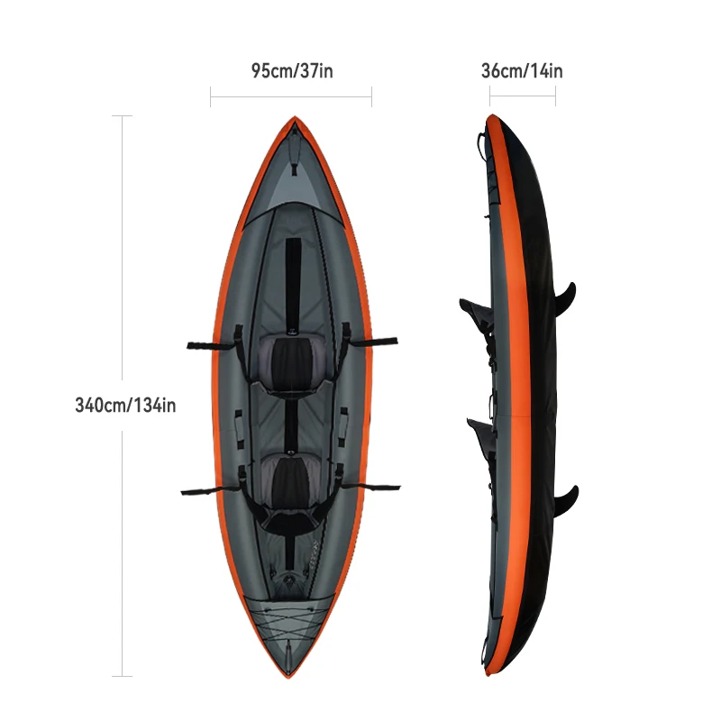 3M triple chambers 900D coated nylon oxford pvc inflatable foldable kayak fishing canoe boat with adjustable seat