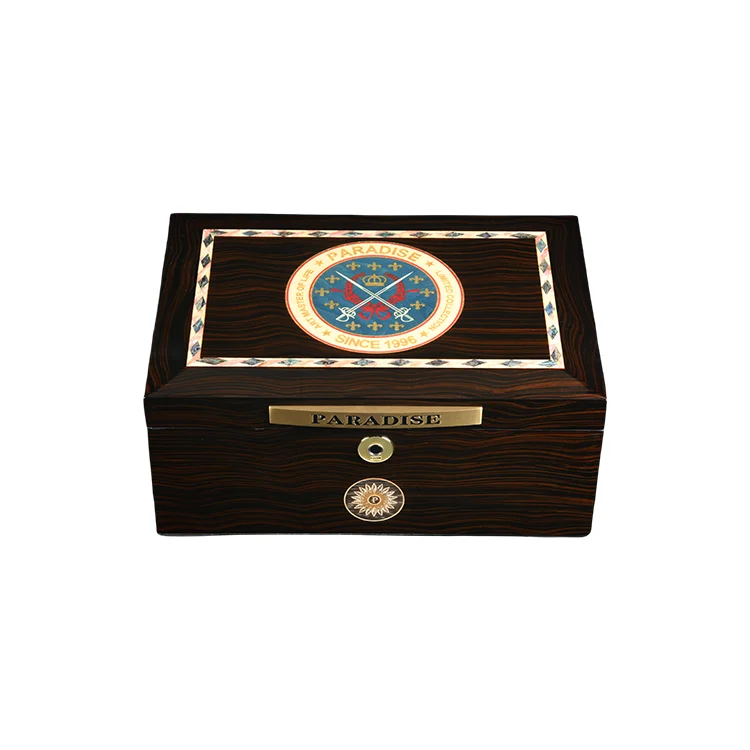 Handmade luxury humidor Italy design cigar cases Spanish cedar wood Maintain humidity Classic Black gold S