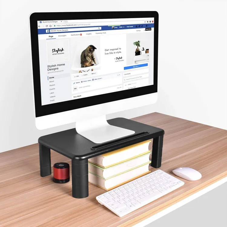 
Wooden Elegant Universal Compatibility LCD Monitor Riser Stand High Quality One-piece Wood Computer Monitor Riser Stand 