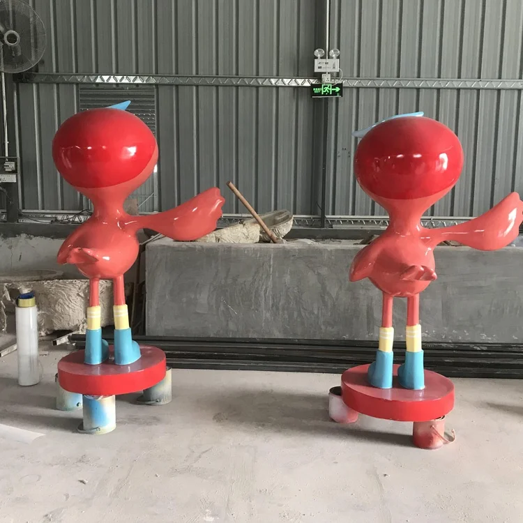 Fiberglass cartoon parrot Resin fiber animal model bird cartoon custom Cartoon statue of a shop welcoming guests