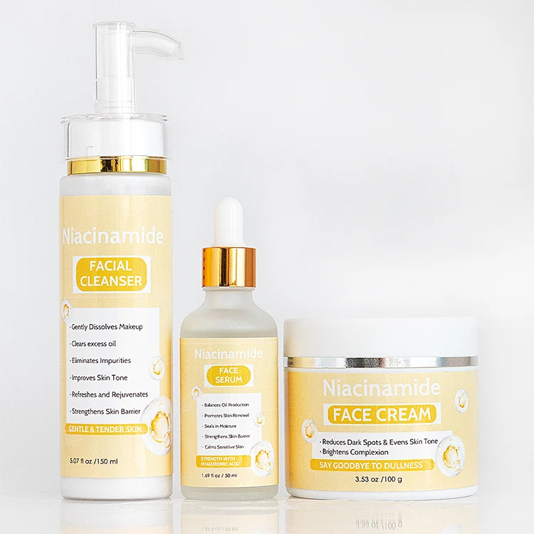 travel skin care sets natural whitening refreshing niacinamide serum face cream cleanser  skin care set