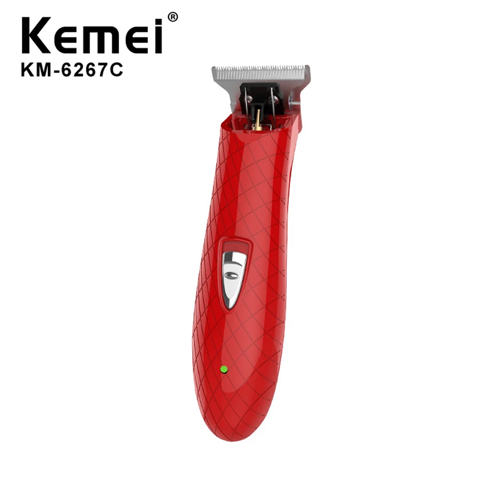 Kemei Cordless Close Hair Cutting Trimmer  Powerful Men Grooming 0mm Baldheaded Barbershop Detail Transparent Skeletons Body