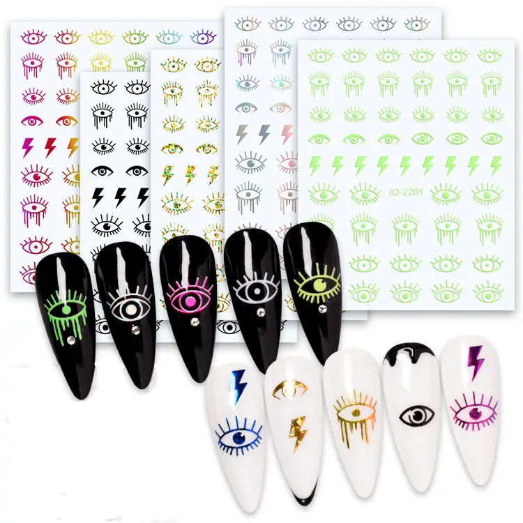 Wholesale 2023 New Product New Creative Design Nail Sticker 5D Blue Eyelash European and American Nail Sticker