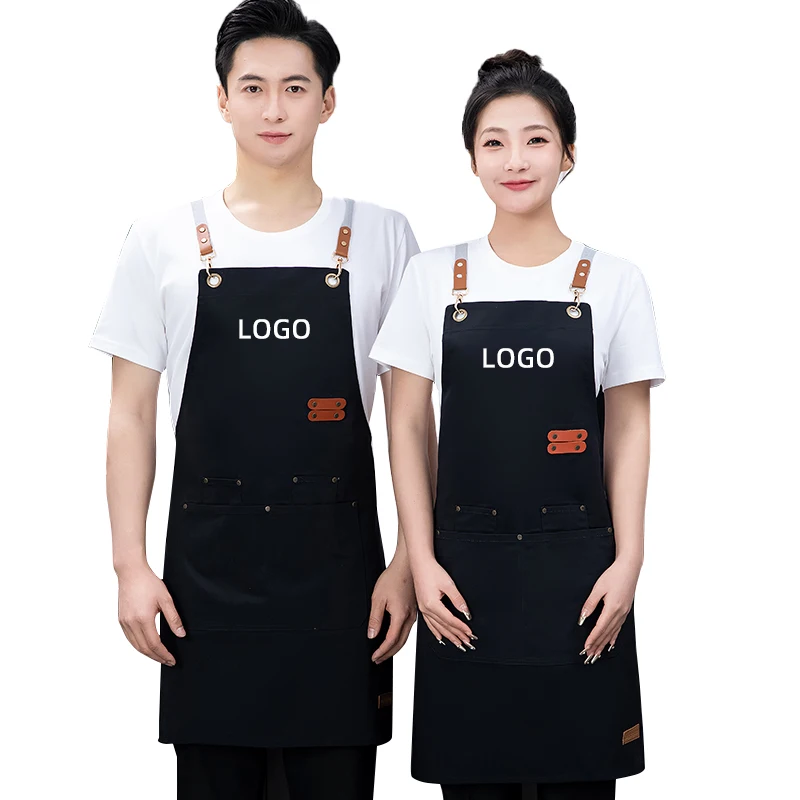 High Quality Custom Apron Kitchen Hotel Housekeeping Uniform Design Floral Hair Salon Stylist Waiter Apron