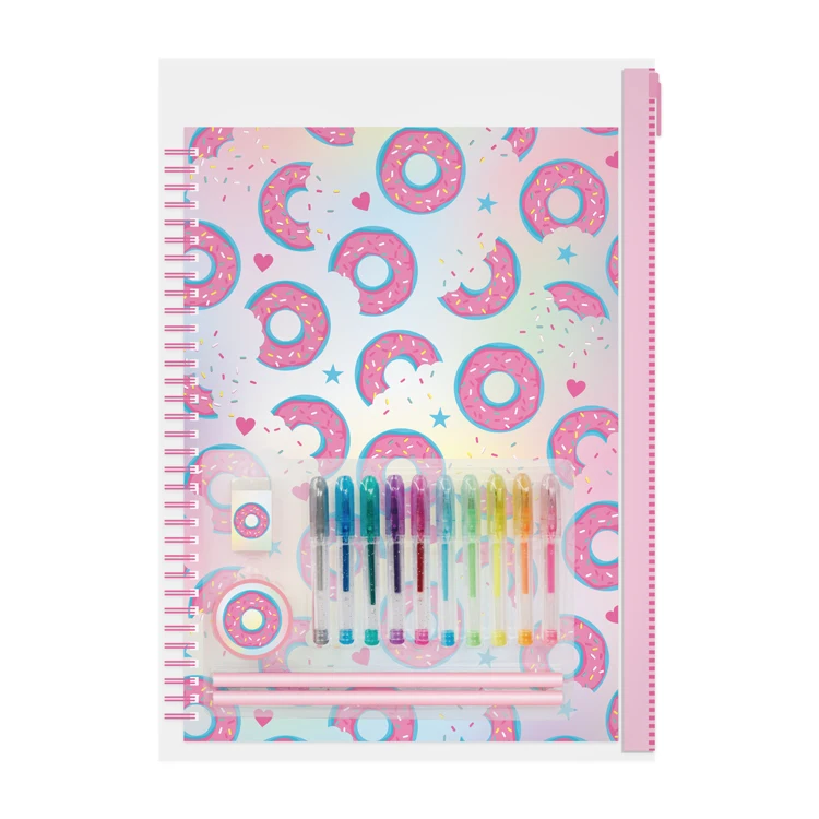 2022 Hot Selling Cute Personalized Donut Design Drawing Tools Set in PVC Bag for girls Stationery Set