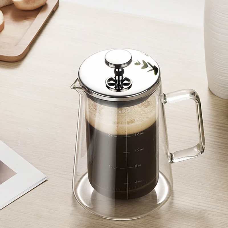 350ml 650ml 1000ml Portable Stainless Steel Double Wall Glass Coffee Cup French Coffee Press Mug Pot
