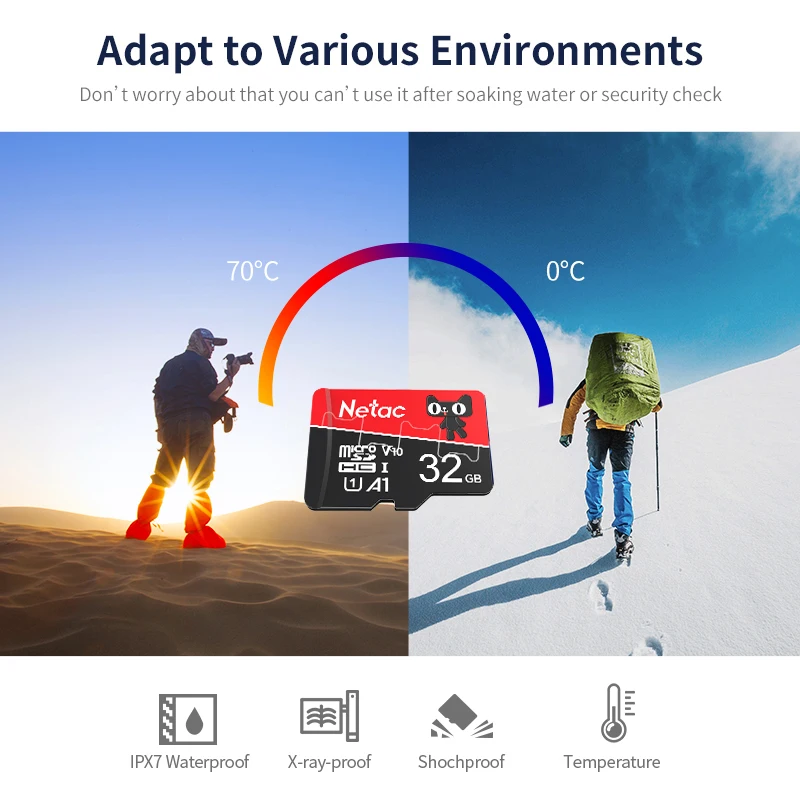 Netac OEM Color Red 32GB Class 10 SD TF Card Memory Card large capacity  home monitoring devices Original Factory