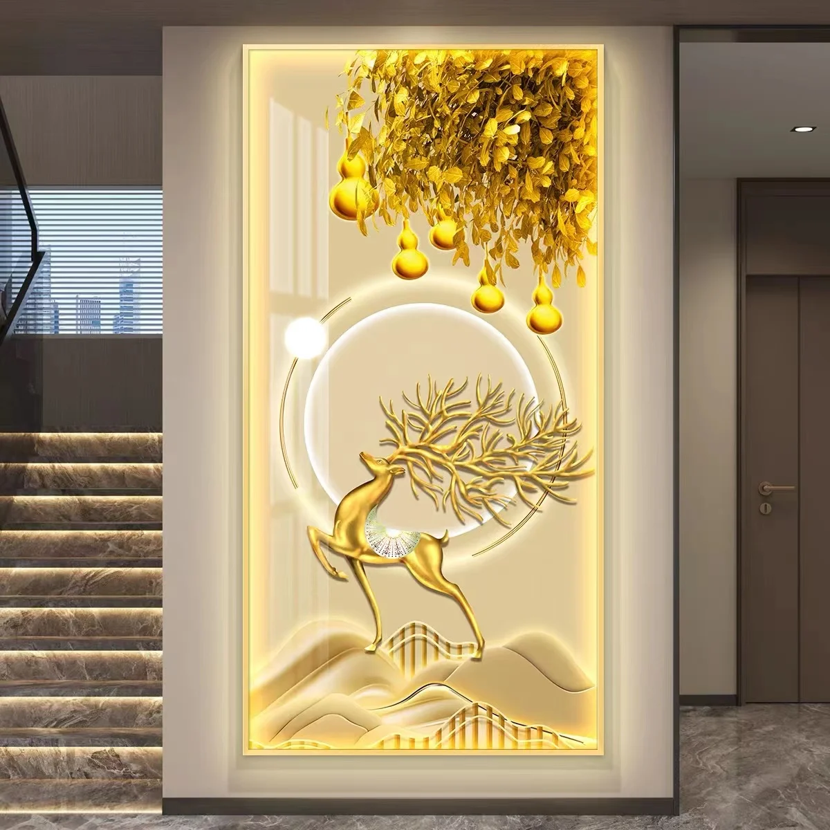Money Tree LED Light Painting  foyer decoration painting  corridor hanging painting minimalist modern mural