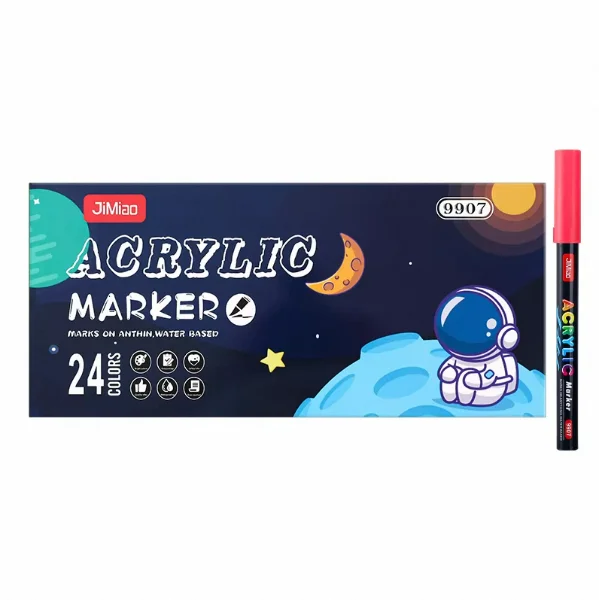 24-Color Acrylic Paint Marker Set Wide Tip Art Stationery Fashionable Styling Sketching Tool
