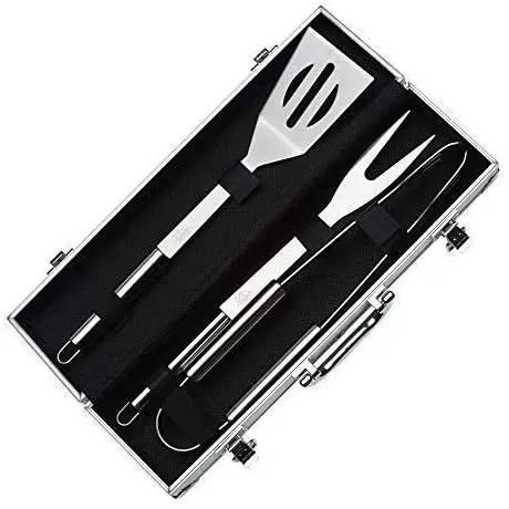 
Stainless Steel BBQ Barbecue Utensils with Aluminium Case BBQ Grill Tool Set Stainless Steel Barbecue Grill Accessories Utensils 
