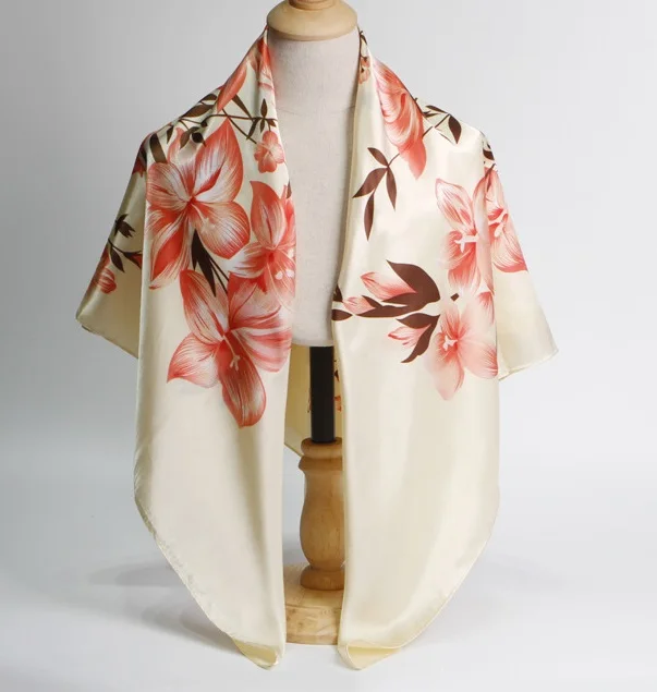 Customised Silk Scarf for Women Large Square Floral Digital Silk Scarf Printing