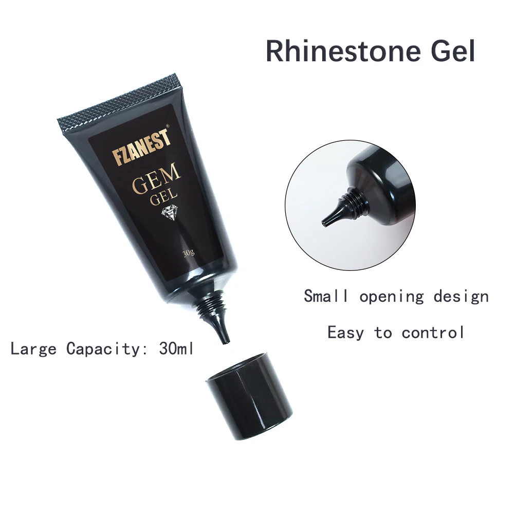 FZANEST 3D Rhinestone Gel Glue 30ml Nail Glue Gems-On Gel in Tube Nail Crystal Gem Glue Gel Set