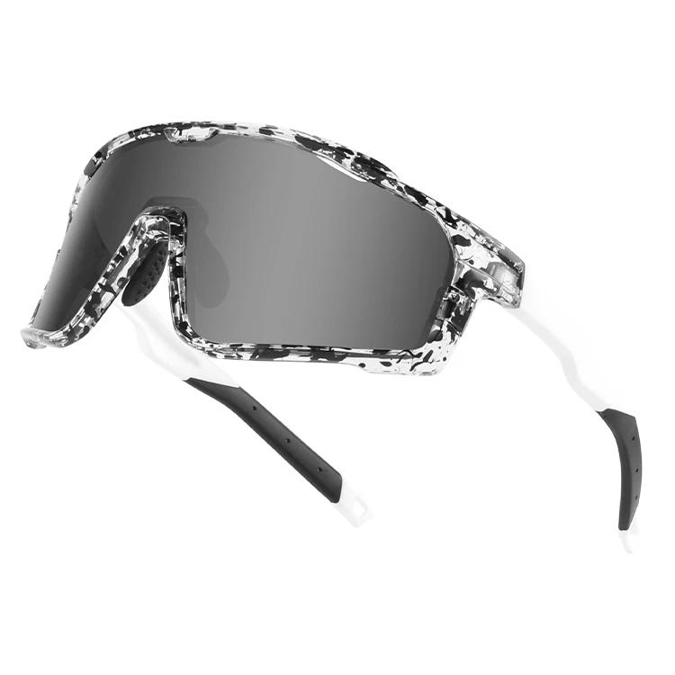 Clear Frame Wrap Around Polarized Large Mirror Bike Sunglasses Men Cycling Eye Safety Protect Sports Glasses