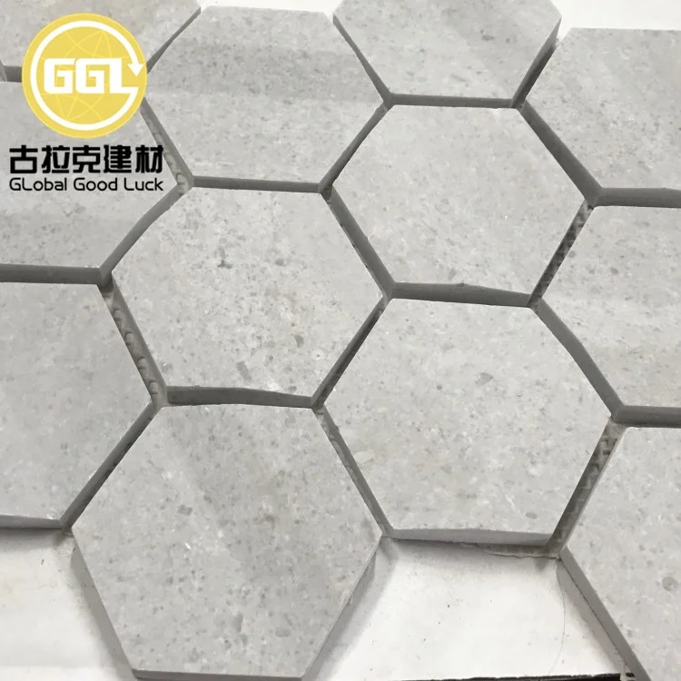 Matte Surface Grey Marble Nature Mosaic Tile Hexagon Stone for Floor Wall