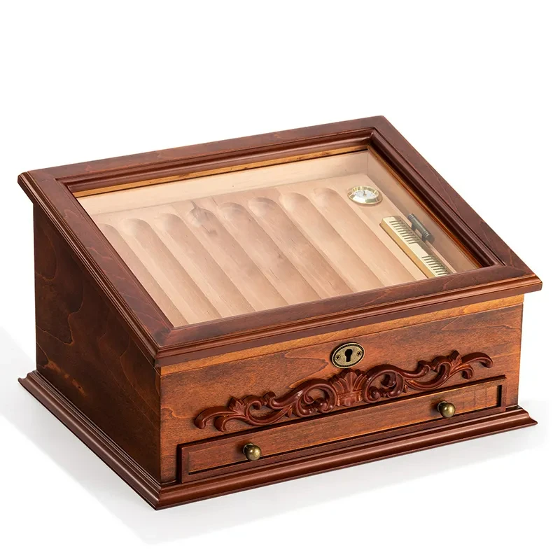 High Grade 30 Count custom Cigar Box Spanish Cedar Wooden cabinet Humidor box With Drawer storageCigar collection storage box