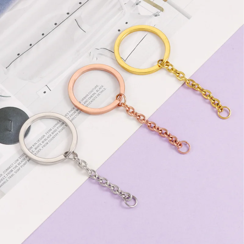 Mirror Polished DIY Keychain with Chain Keyrings With Extender Stainless Steel Jewelry Key Chain for Jewelry Making