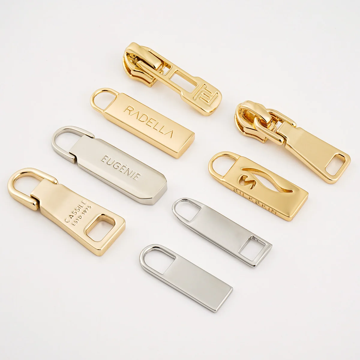 Fashion Design Gold Bag Zipper Puller 3# 5# Silver Zip Puller Custom Logo Purse Accessories Custom Zipper Pulls for Bags