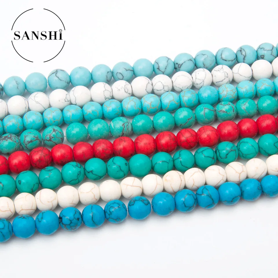 Wholesale High Quality 6mm 8mm 10mm Loose Bead Synthetic Turquoise Beads Stone Accessories  Loose Beads