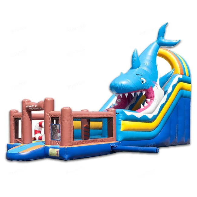 Commercial Inflatable Building Block Bouncer Slide Combo Park Bounce House with Slide for Kids