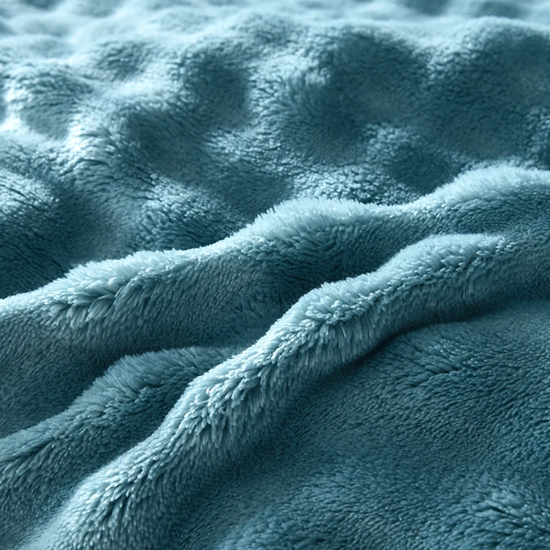 Wholesale Custom Cozy Ultra Soft Cloud Like Fluffy 100% Polyester Solid Double Layer Rabbit Fur Blanket