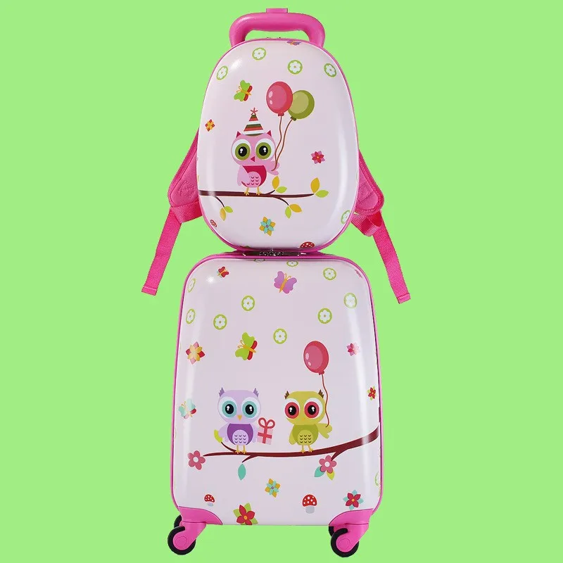 kids travel trolley bags ABS  rolling luggage suitcase set for girls suitcases mochila escolar infantil com rodinhasb 3d