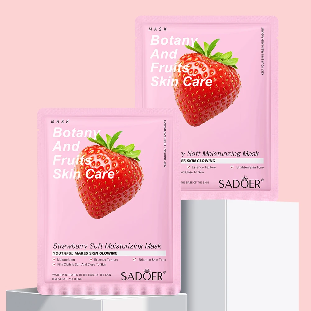 Natural Plant Extract Beauty Face Mask Aloe Pomegranate Avocado Rose Fruit Moisturizing Hydrating Whitening Sheet Facial Mask