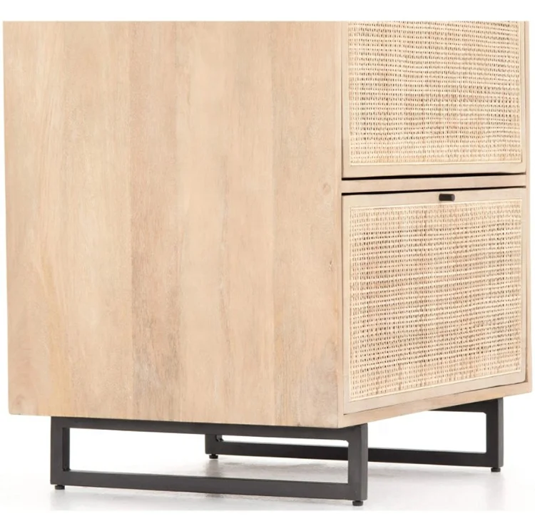 BELLEWORKS Custom Rattan Furniture Modern Storage Drawer Cabinets Wooden Rattan Nightstand Side Bedside Table