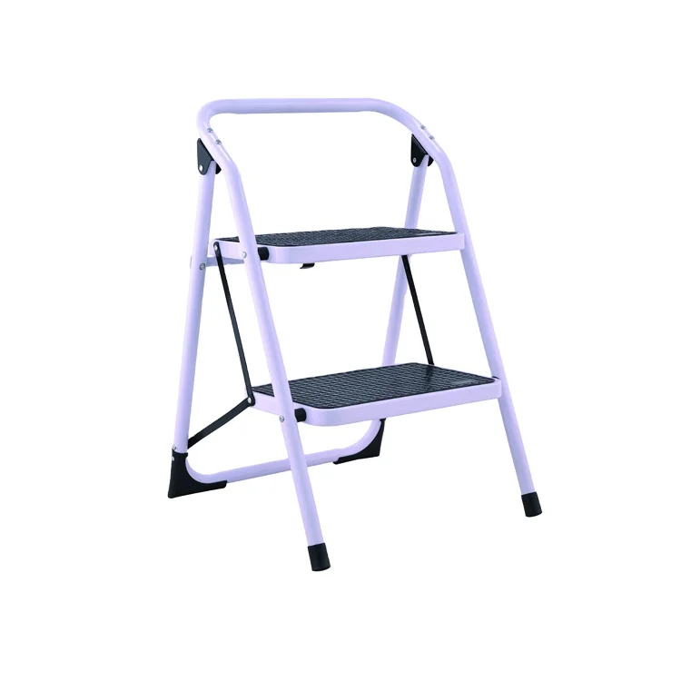 Anti-slip sturdy and wide pedal steel step mobile ladder stool with handrail