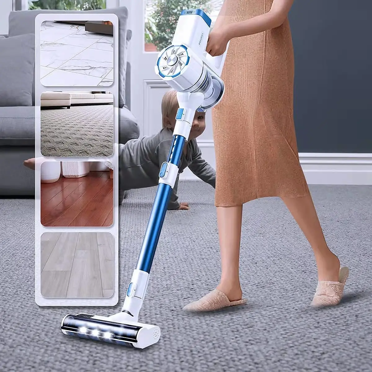 High speed bldc motor 220W Lithium Battery powerful cordless vacuum cleaner white bldc motor