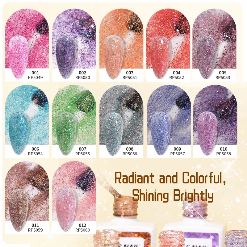 R S Nail Oem Wholesales Semipermanent Colorful Glitter 3 Step Gel Nail Painting Gel Color Uv Lamp Led Nails Function Gel Polish