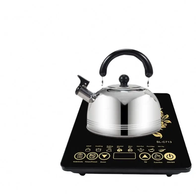 
 Бытовая электрическая индукционная плита с черными кристаллами и сенсорными кнопками  