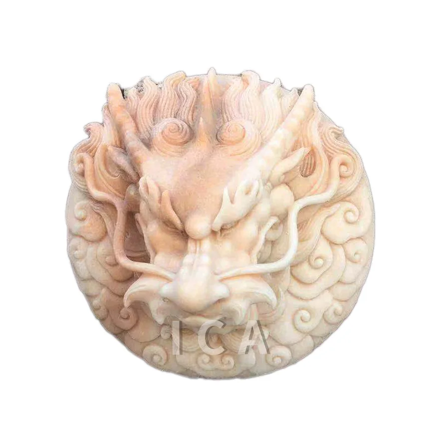 Hand carved high quality decorative white marble wall fountain with dragon head sculpture for home garden