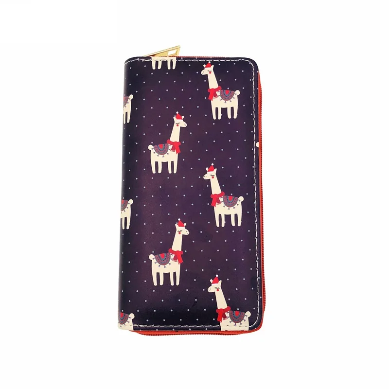 Selling cute Christmas deer PU wallet for daily student lady single zipper wallet factory wholesale wallet