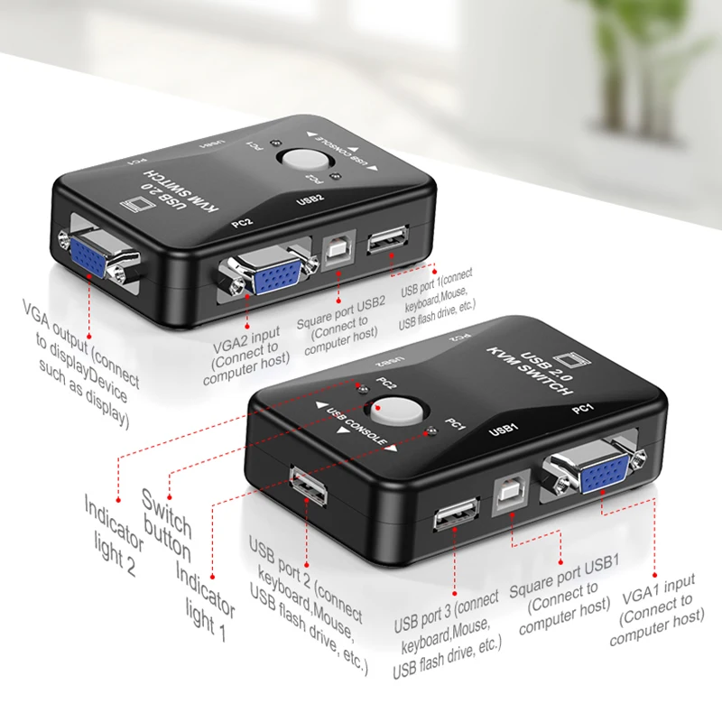 Doonjiey с 2 портами usb видео KVM переключатель с сенсорным экраном для ЖК дисплей ПК ТВ монитор видео VGA KVM переключатель