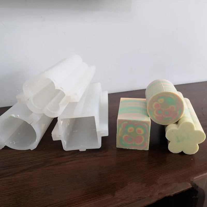 1151 DIY hexagonal oval love column tube embedded 3D silicone soap mold