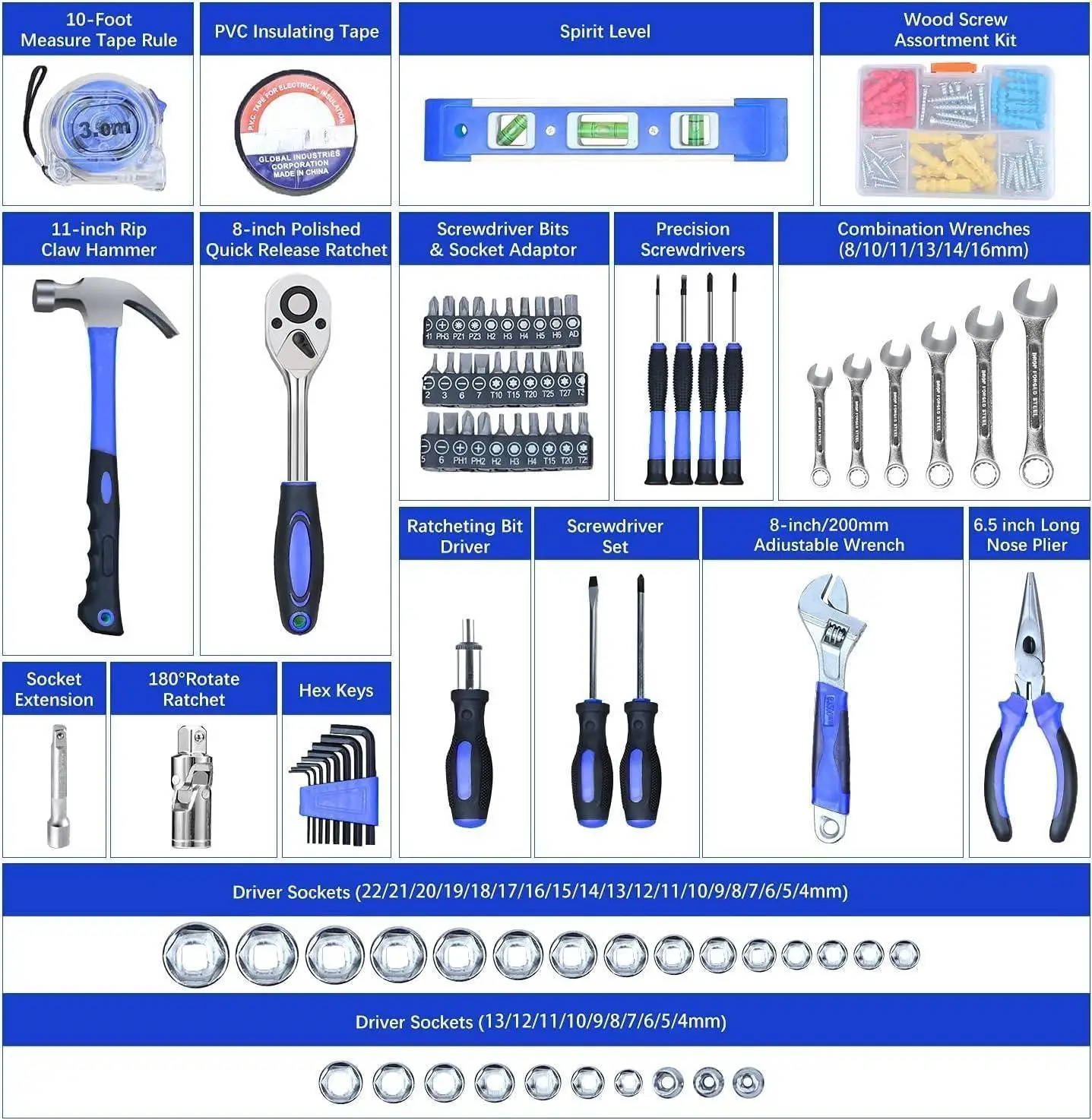 146 pcs auto repair tool kit portable Toolkit with home manual tool kit