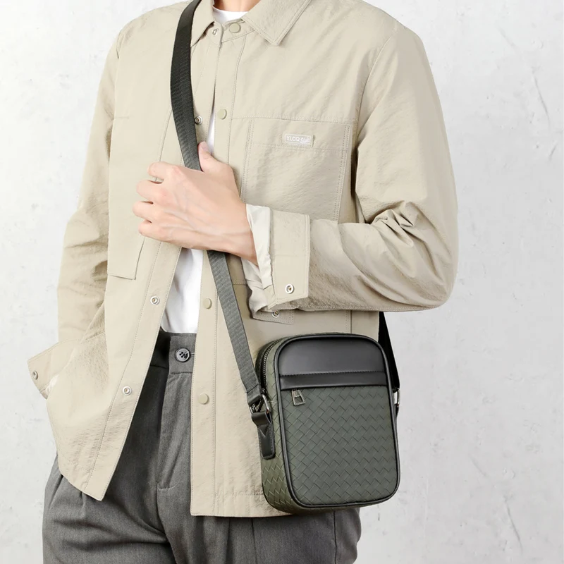 Men Bag New Casual Woven Single Shoulder Crossbody Bag PU Business Youth Vertical Men Shoulder Bag Wholesale