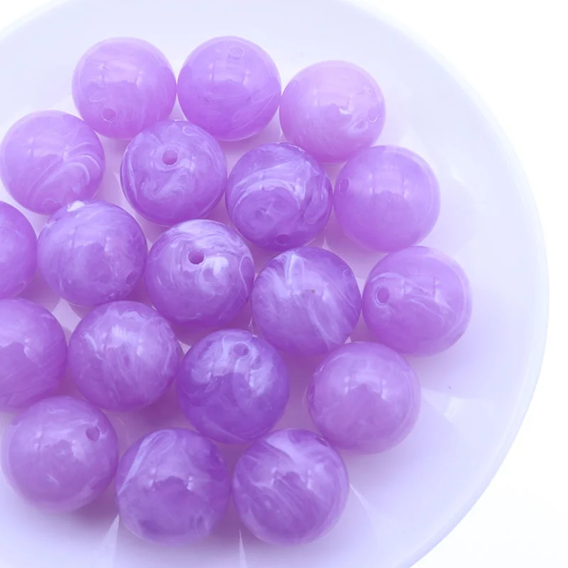 New 20mm Purple Candy Color Beads Round Acrylic Beads Loose Spacer Beads for Making Jewelry Necklace Bracelet Accessory