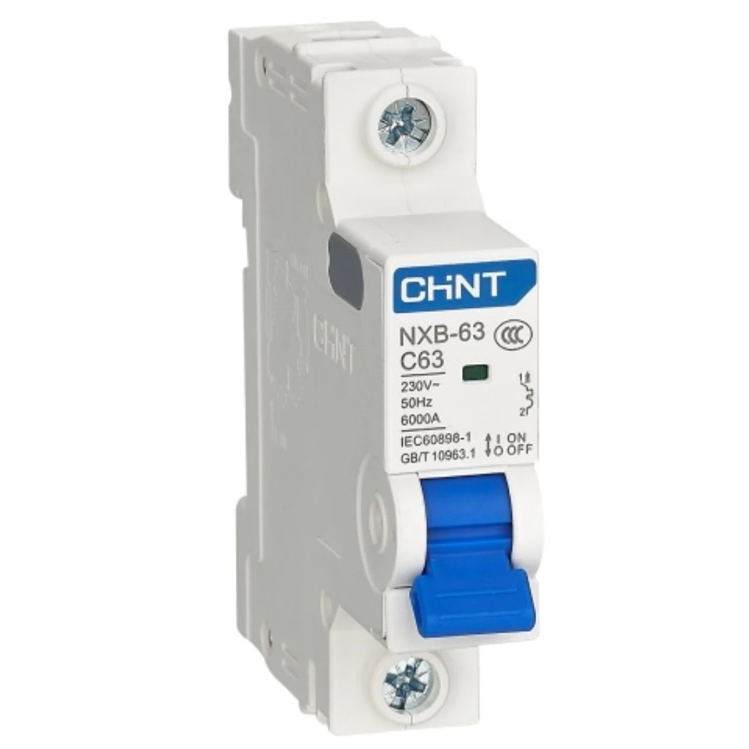 Chint NXB-63 1P 2P 3P C1 C2 C4 C6 C10 C16 C20 C25 C32 C40 C50 C63 6000A 220V Short Circuit Protection Miniature Circuit Breaker