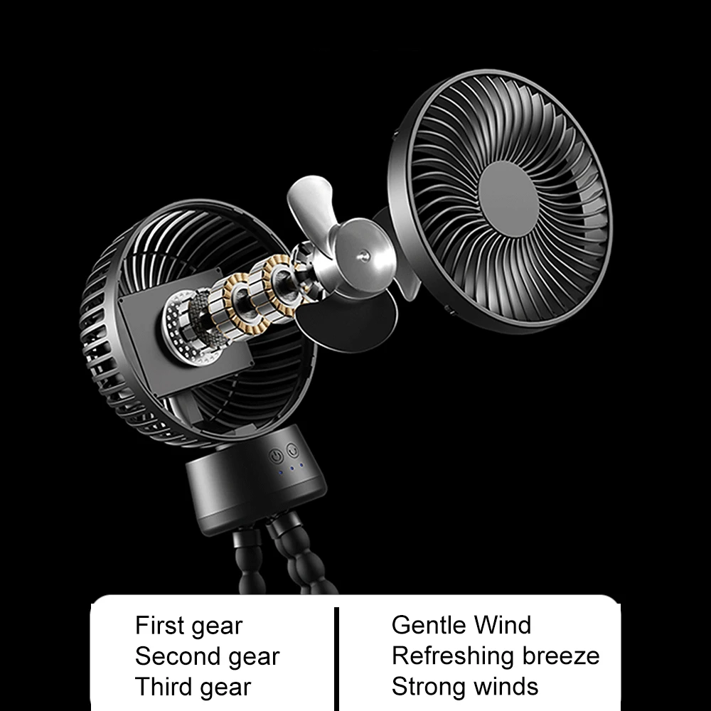 Versatile 10000mAh Octopus Fan work as power bank USB Electric Plastic Installation pushchair mount Outdoor Use AIR cooling fan