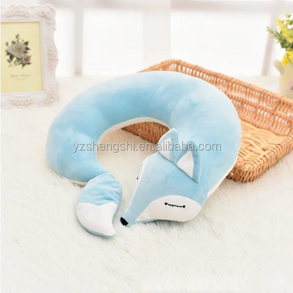 OEM Lovely Fox Animal Cotton Plush U Shape Neck Pillow Travel Car Home Pillow Nap Pillow Health Care