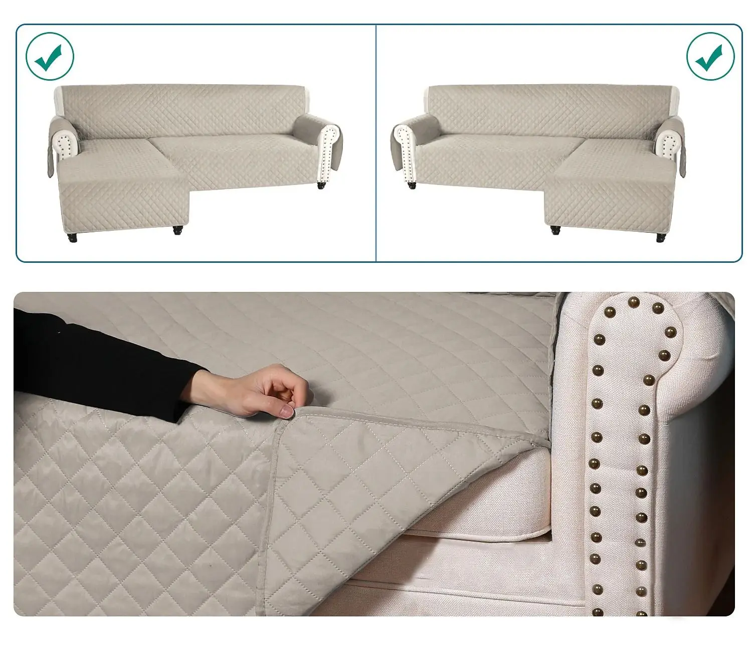 Reversible Sofa Slipcover L Shape Sofa Cover Sectional Couch Cover Sofa Cover for Pets Dog