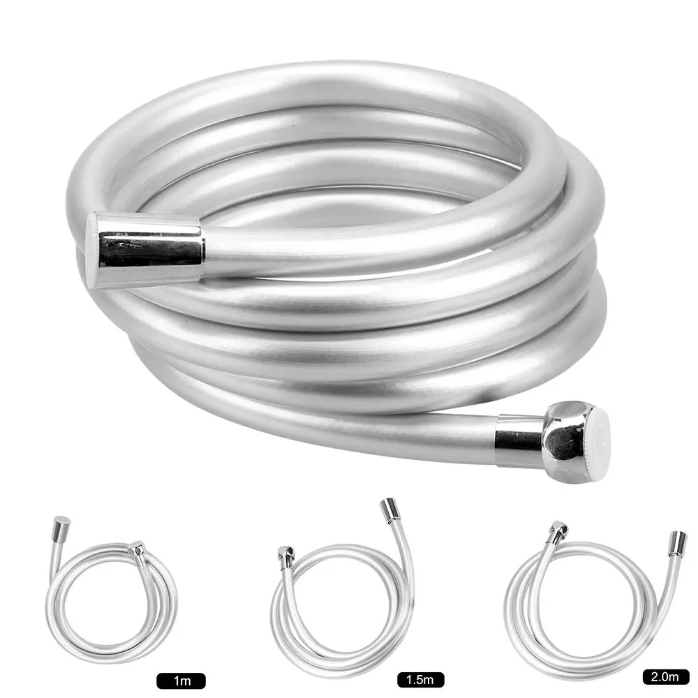 Pvc High Pressure 1.5m Thickening Anti-winding For Bath Handheld Shower Head Smooth Flexible Silver Shower Hose