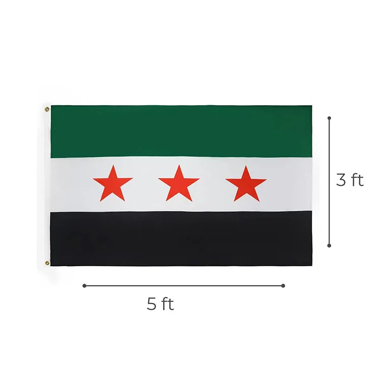 Custom Size High Quality Flag Of Syrian Banner 68D Polyester Free 90 x 150cm Syria Flag